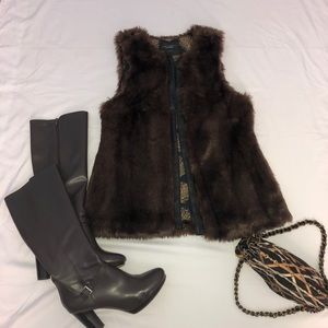 Anthropologie Sanctuary Faux Fur Brown Vest Medium